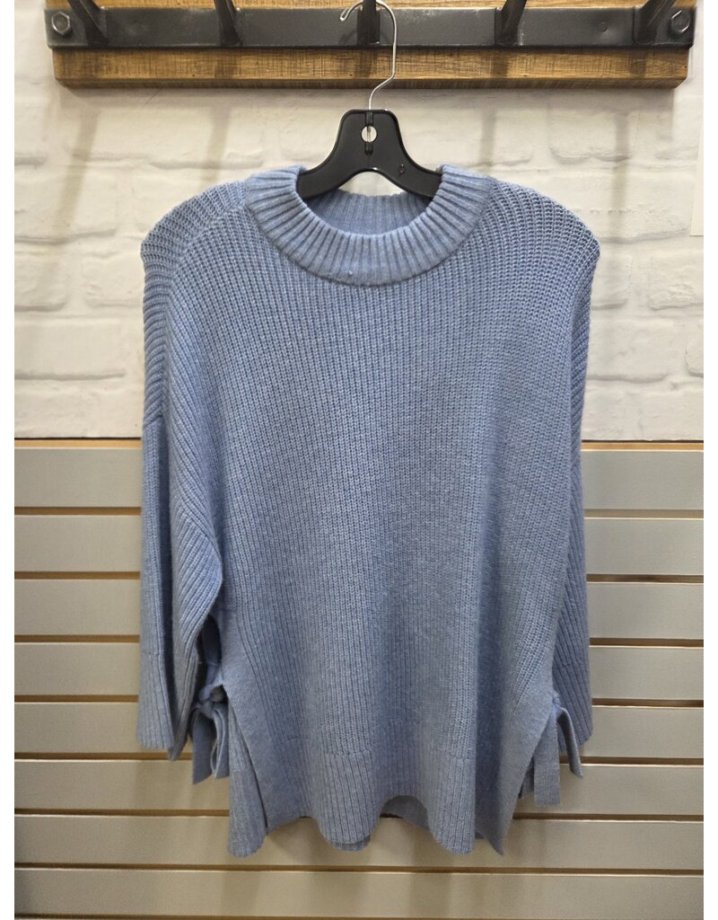 SIDE TIE BLUE SWEATER