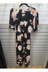 BLACK LONG FLORAL DRESS