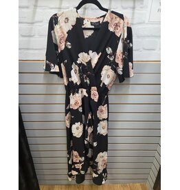 BLACK LONG FLORAL DRESS