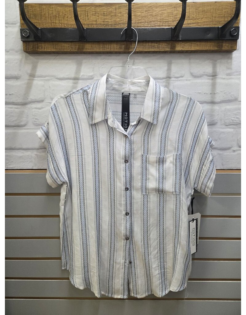 WHITE/ BLUE STRIPED BLOUSE
