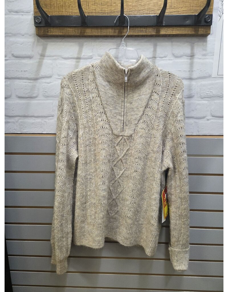 QUARTER ZIP OATMEAL SWEATER