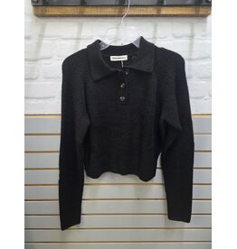 24COLOURS JOHNY COLLAR BLACK SWEATER