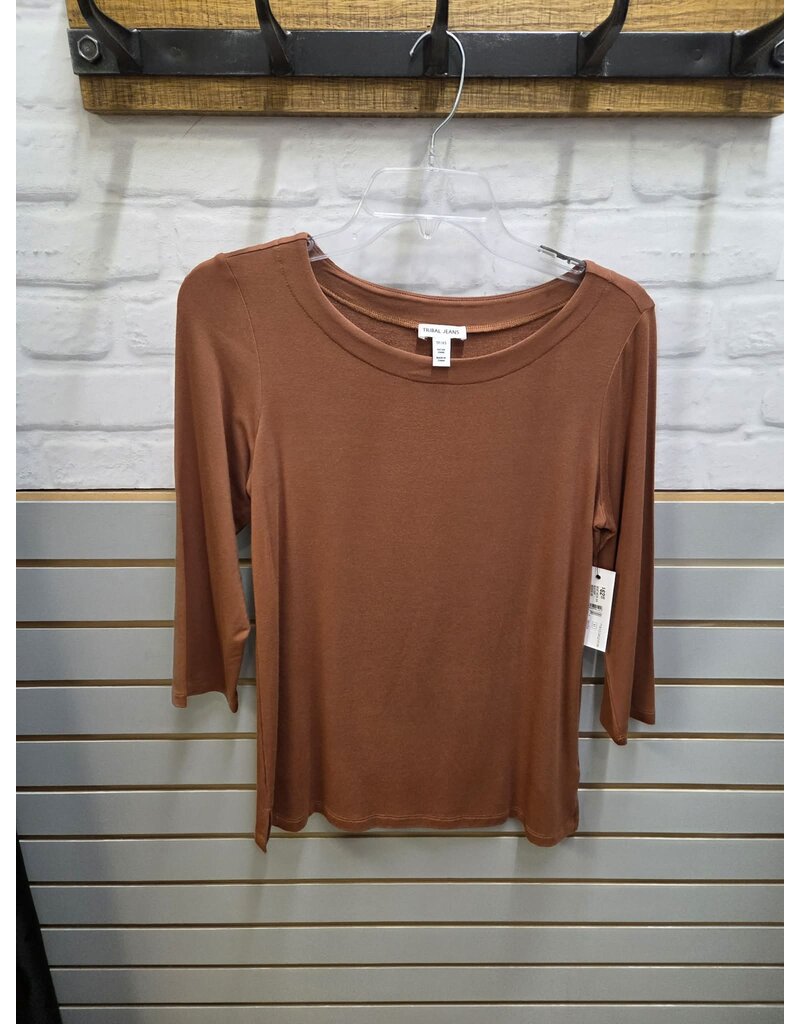 TRIBAL BOAT NECK 3/4 SLV TOP