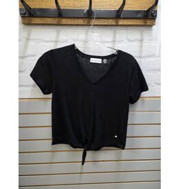 TIE FRONT BLACK T-SHIRT