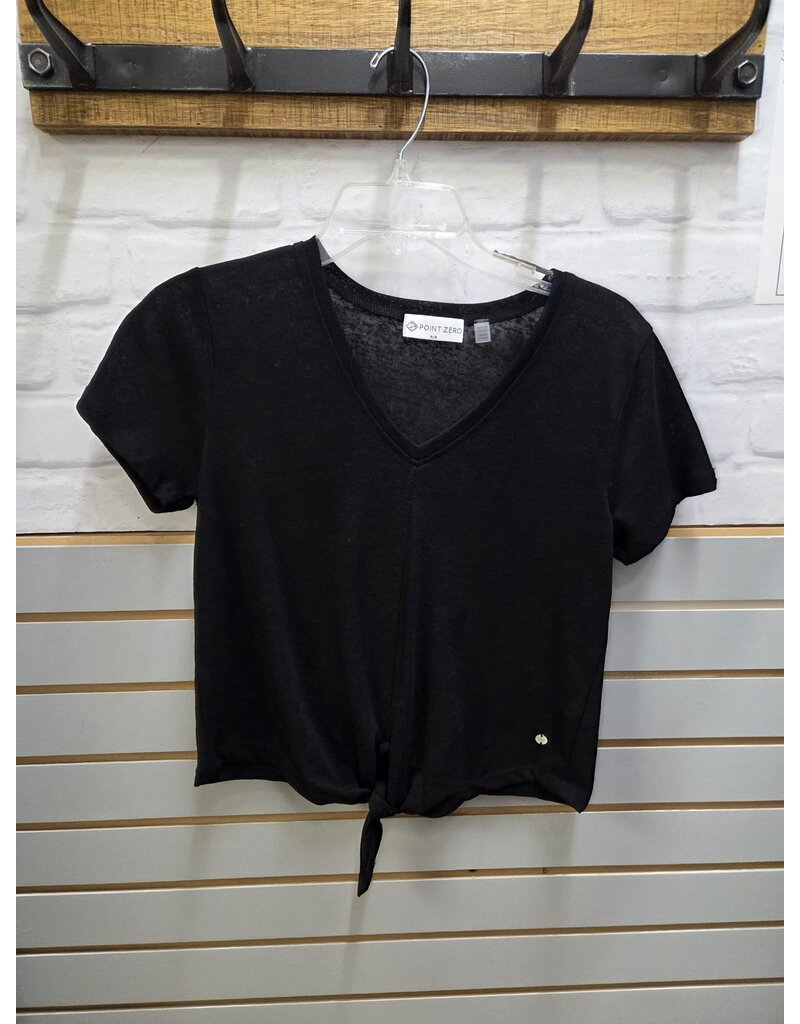 TIE FRONT BLACK T-SHIRT