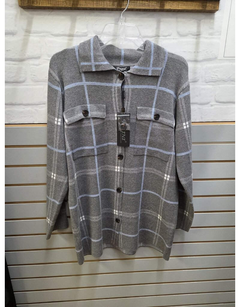 BLUE/GREY KNIT SHACKET