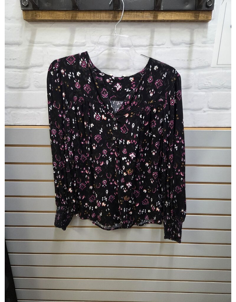 FUSHIA PRINT L/S TOP