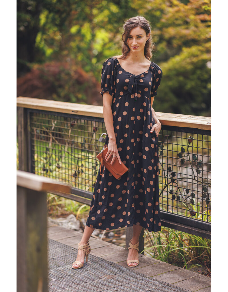 POLKA DOT OFF THE SHOULDER DRESS