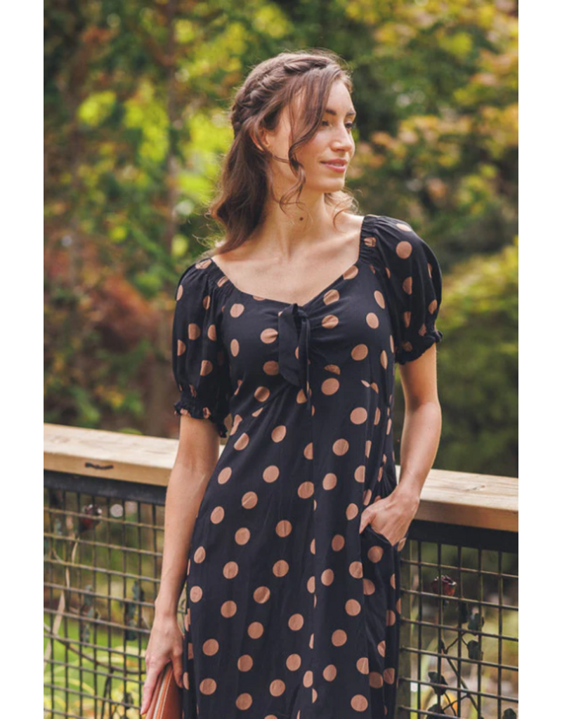 POLKA DOT OFF THE SHOULDER DRESS
