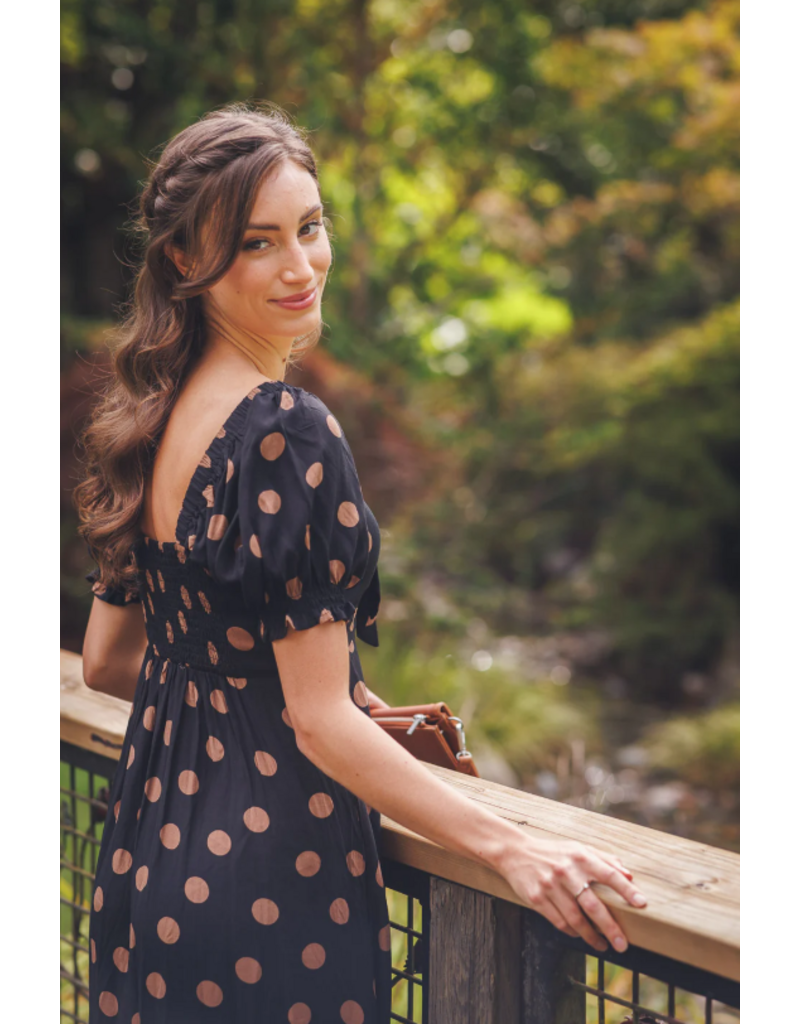 POLKA DOT OFF THE SHOULDER DRESS