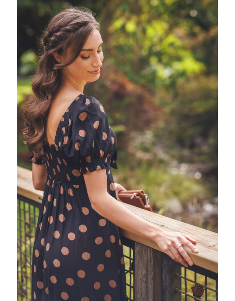 POLKA DOT OFF THE SHOULDER DRESS