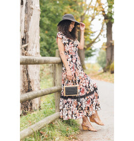 FLORAL SHORT SLEEVE MAXI DRESS