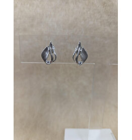STERLING SILVER SATIN FINISH CZ EARRINGS