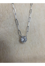 STERLING SILVER PAPER CLIP CZ NECKLACE