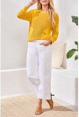 TRIBAL AUDREY HUGGING WIDE CROP JEANS-WHITE