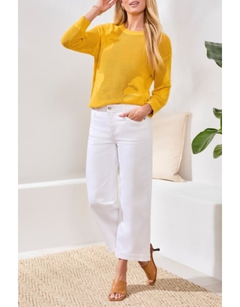 TRIBAL AUDREY HUGGING WIDE CROP JEANS-WHITE