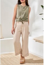 TRIBAL BROOKE PLEATED WIDE TROUSER W/CUFFS-COCOCREAM