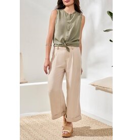 TRIBAL BROOKE PLEATED WIDE TROUSER W/CUFFS-COCOCREAM