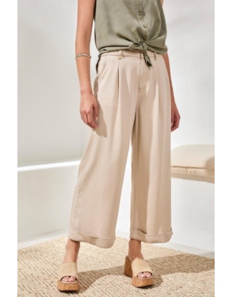 TRIBAL BROOKE PLEATED WIDE TROUSER W/CUFFS-COCOCREAM