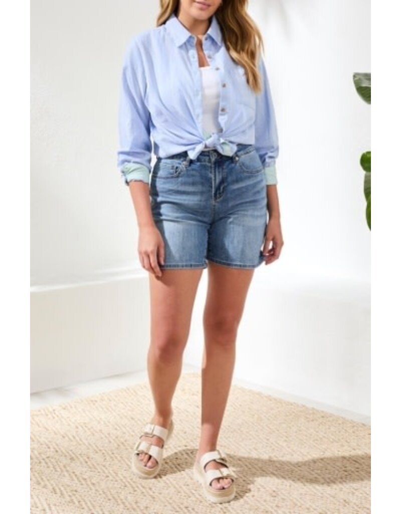 TRIBAL AUDREY GIRLFRIEND CLASSIC SHORT-PEBBLEBLUE