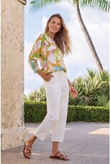 TRIBAL SOFT YARN THREE-QUARTER SLEEVE CREWNECK SWEATER-WISTERIA