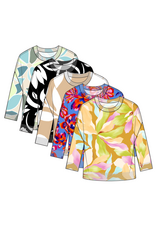 TRIBAL SOFT YARN THREE-QUARTER SLEEVE CREWNECK SWEATER-WISTERIA