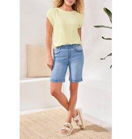 TRIBAL AUDREY PULL ON WIDE JEANS BERMUDA-COASTALBLUE