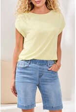 TRIBAL AUDREY PULL ON WIDE JEANS BERMUDA-COASTALBLUE