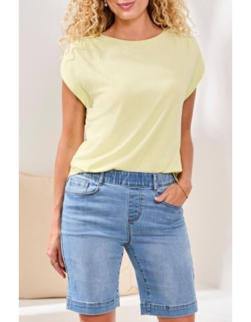 TRIBAL AUDREY PULL ON WIDE JEANS BERMUDA-COASTALBLUE