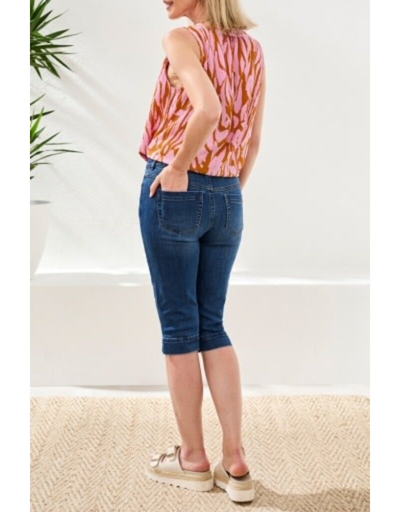 TRIBAL AUDREY PULL ON PEDAL PUSHER JEANS-FADEDBLUE