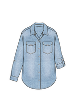 TRIBAL CLASSIC DENIM SHIRT W/ROLL UP SLEEVES-OCEANWASH