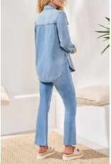 TRIBAL CLASSIC DENIM SHIRT W/ROLL UP SLEEVES-OCEANWASH