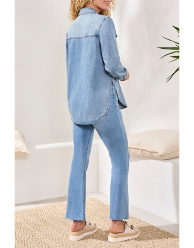 TRIBAL CLASSIC DENIM SHIRT W/ROLL UP SLEEVES-OCEANWASH