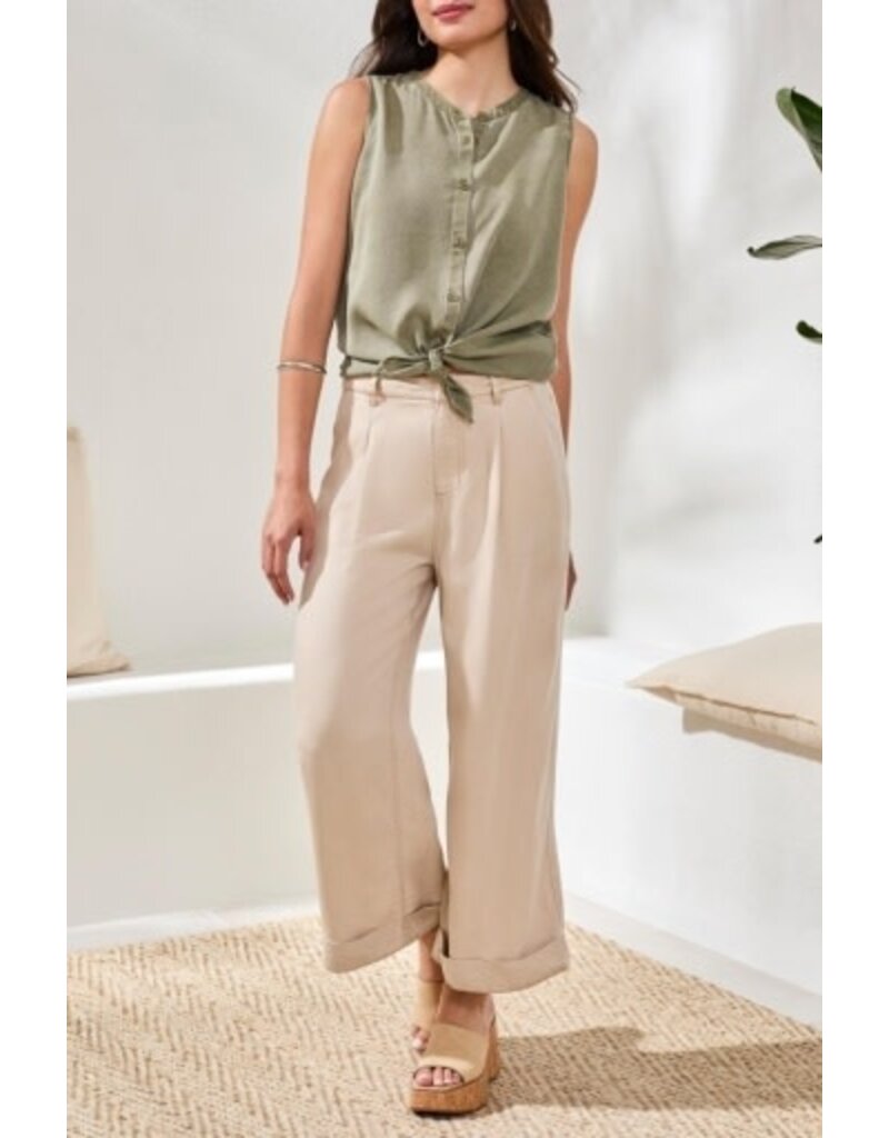 TRIBAL BROOKE PLEATED WIDE TROUSER W/CUFFS-COCOCREAM