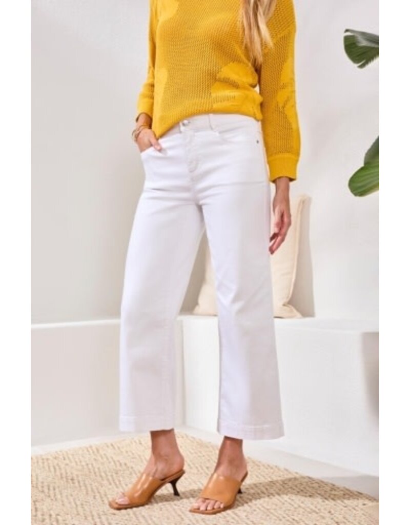 TRIBAL AUDREY HUGGING WIDE CROP JEANS-WHITE