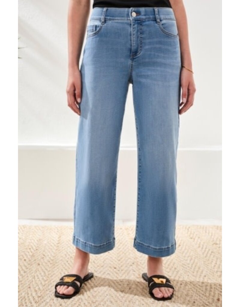 TRIBAL AUDREY HUGGING WIDE CROP JEANS-COASTALBLUE