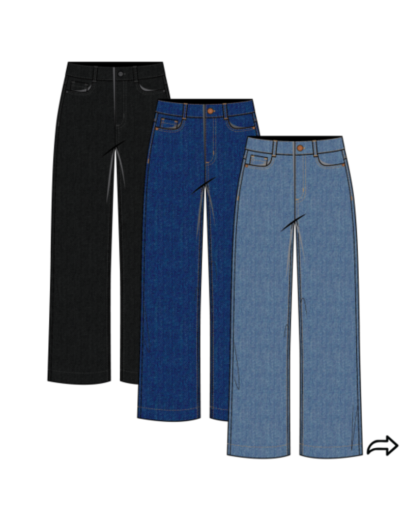 TRIBAL AUDREY HUGGING WIDE CROP JEANS-COASTALBLUE