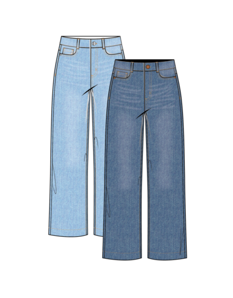 TRIBAL AUDREY HUGGING WIDE CROP JEANS-COASTALBLUE