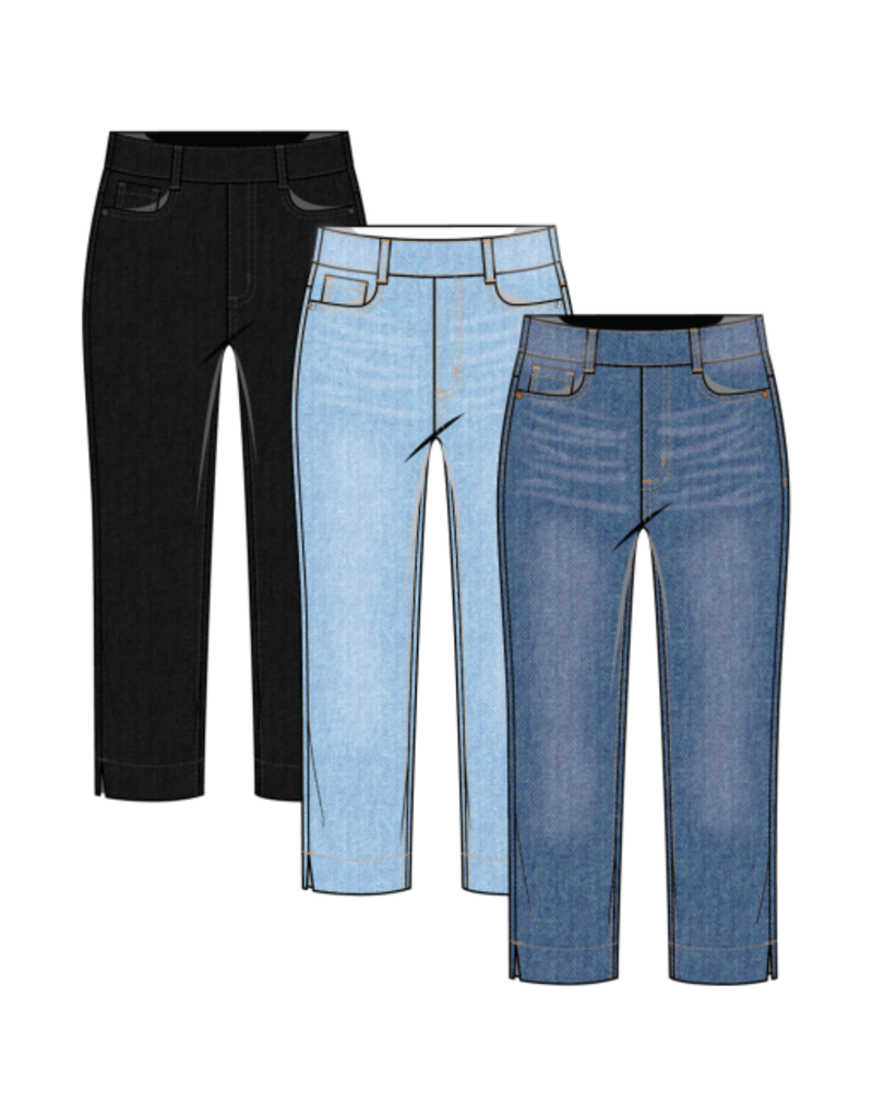 TRIBAL AUDREY PULL ON PEDAL PUSHER JEANS-FADEDBLUE