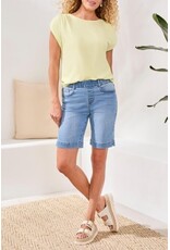 TRIBAL AUDREY PULL ON WIDE JEANS BERMUDA-COASTALBLUE