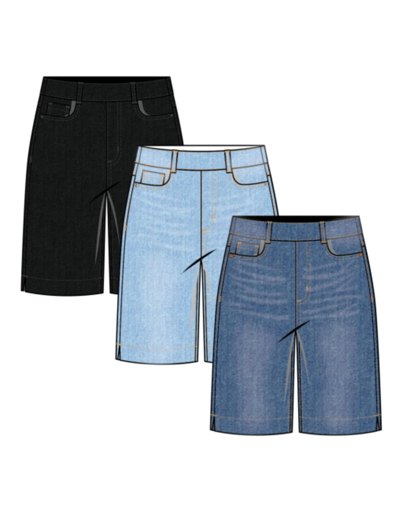 TRIBAL AUDREY PULL ON WIDE JEANS BERMUDA-COASTALBLUE