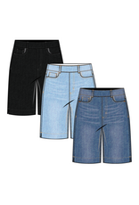 TRIBAL AUDREY PULL ON WIDE JEANS BERMUDA-COASTALBLUE