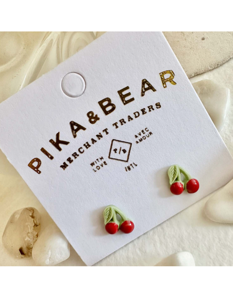 PIKA & BEAR POMONA PORCELAIN CHERRY STUD EARRINGS