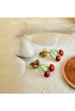 PIKA & BEAR POMONA PORCELAIN CHERRY STUD EARRINGS