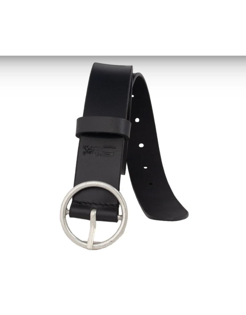 SILVER JEANS LEATHER CIRCLE CENTER BELT - 35MM