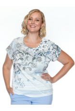 PRINTED TEE w/LACE OVERLAY