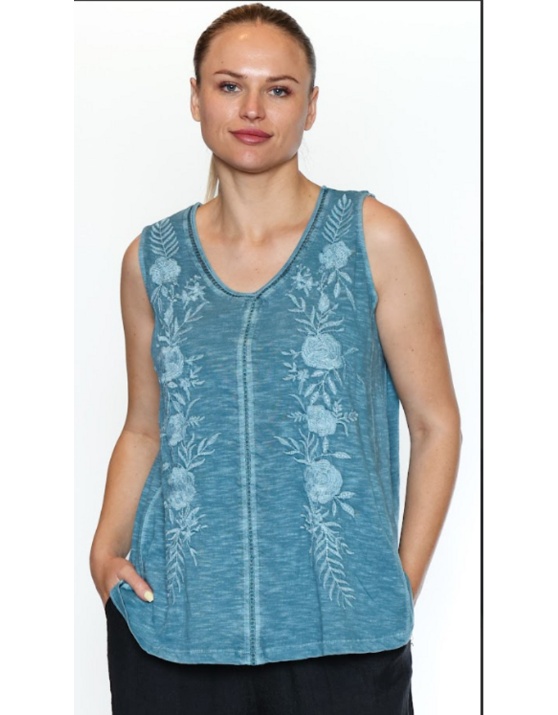 COTTON TANK w/EMBROIDERY