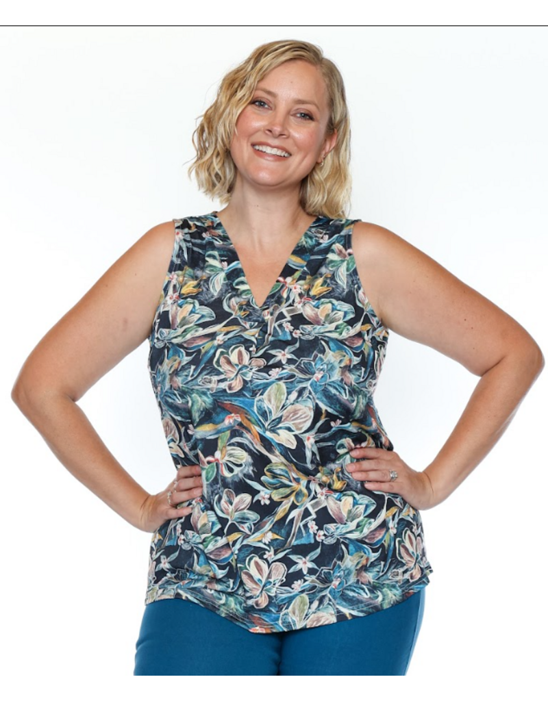 BLACK PRINTED A-LINE TANK