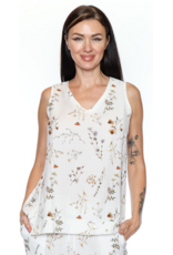 WHITE FLORAL PRINT TEXTURED TANK
