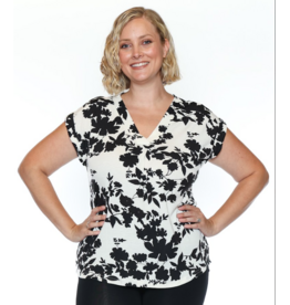 SOFT PRINTED V NECK TOP